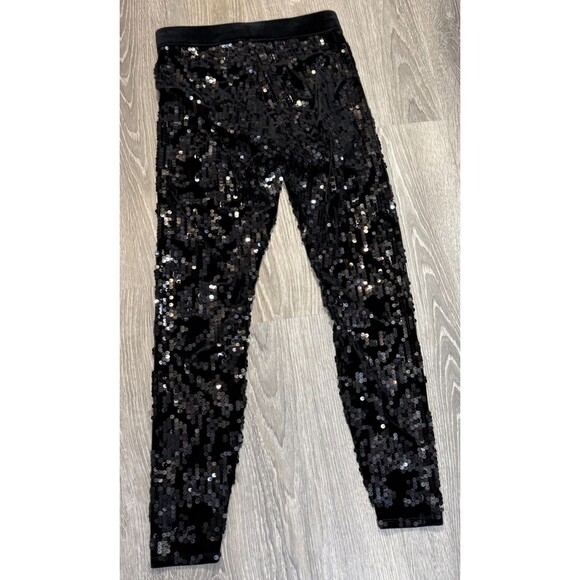 Express Black Sequin Pants High Rise XS Elastic Waist Skinny Legging Evening - Picture 8 of 8
